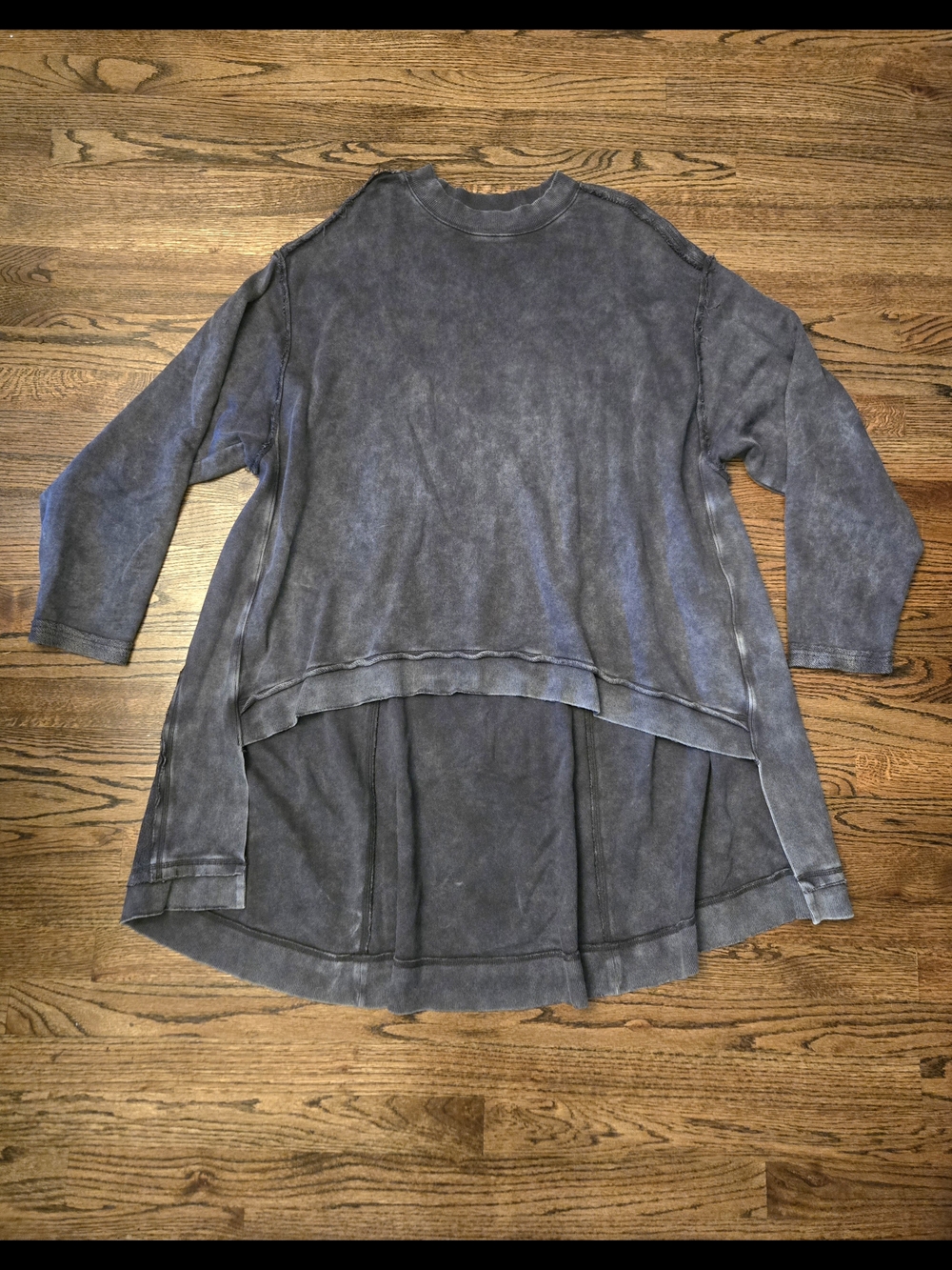 Free People Washed Charcoal High-Low Oversized Tunic